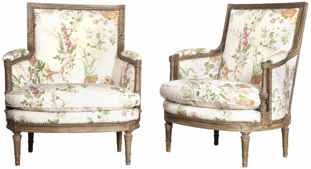 Pair of Louis XVI Style Bergeres
