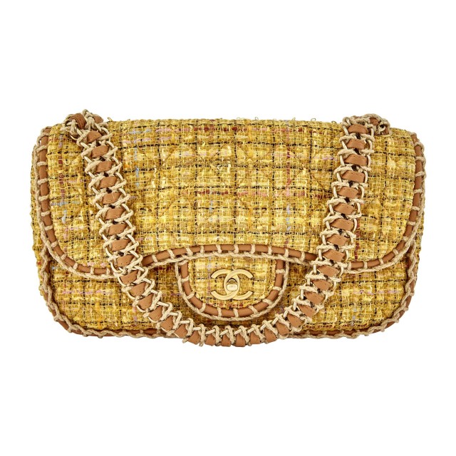 Chanel Yellow Tweed Flap Bag