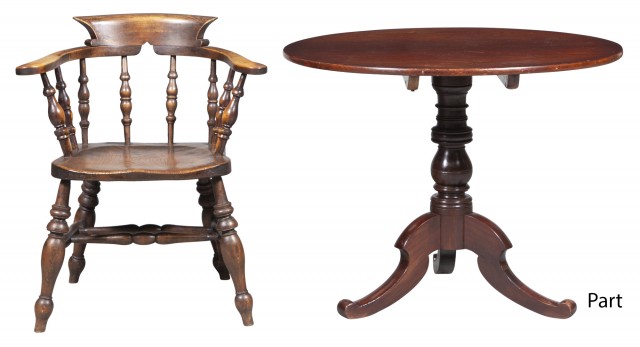 Assembled Set of Five English Oak Pub Chairs