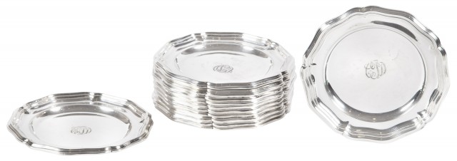 Set of Twelve International Silver Co. Sterling Silver Bread Plates