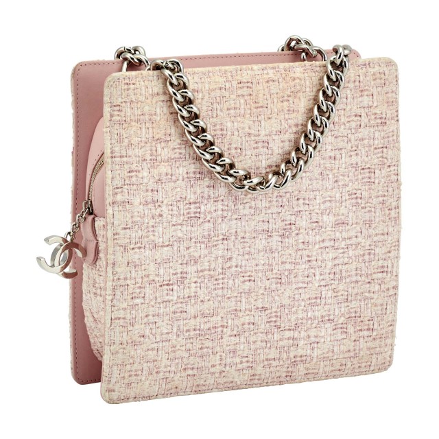 Chanel Tweed and Pink Leather Bag