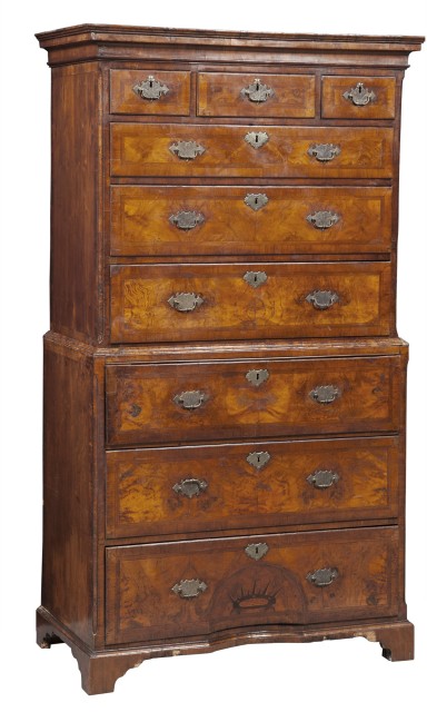 George II Walnut Chest on Chest