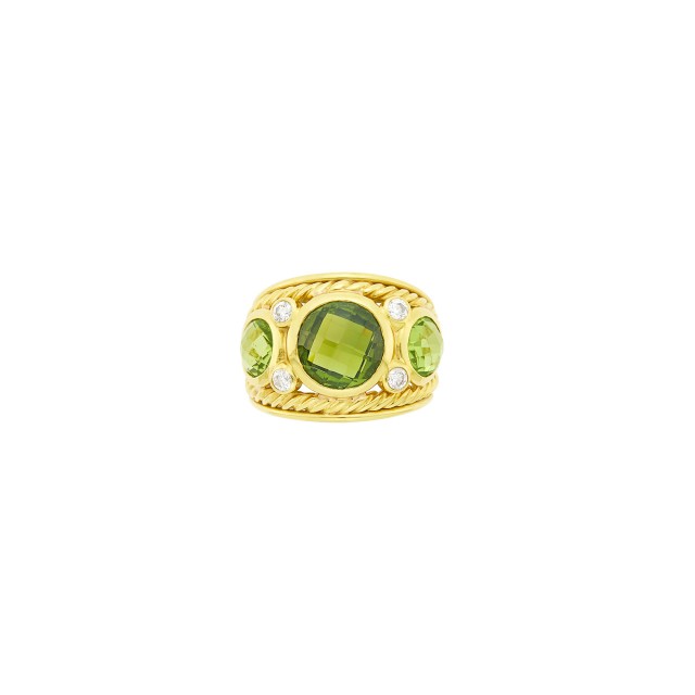David Yurman Gold, Tourmaline, Peridot and Diamond Ring