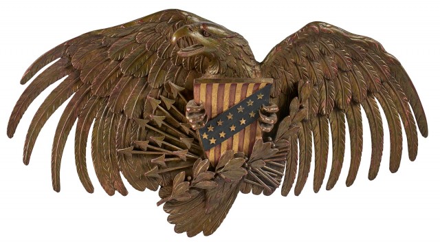 Carved and Painted American Eagle Wall Plaque