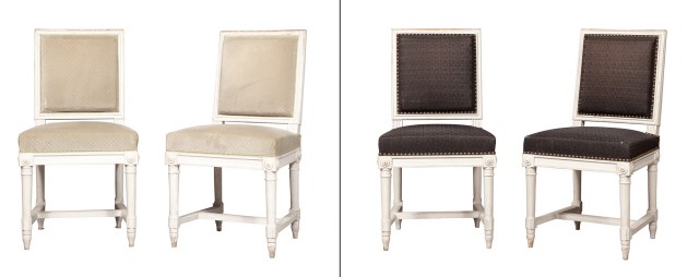 Set of Twelve Louis XVI Style Upholstered and Painted Side Chairs