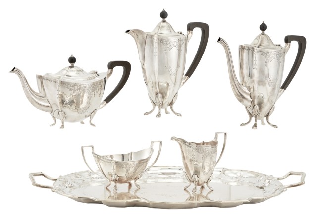 Assembled English Sterling Silver Five-Piece Tea and Coffee Service