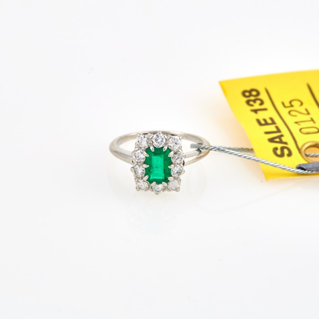 Diamond and Stone Ring, 10 diamonds about 0.70 ct., Platinum 3 dwt. all