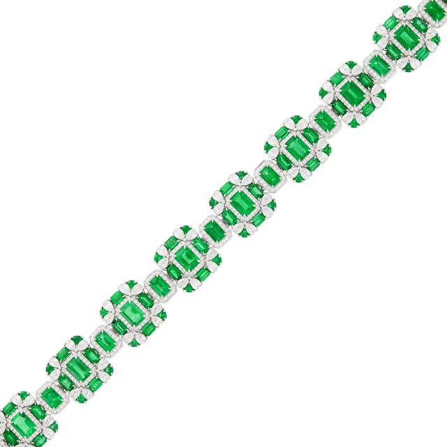 White Gold, Emerald and Diamond Bracelet