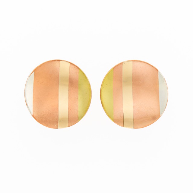Tiffany and Co. Mixed Metal Abstract Disc Earrings