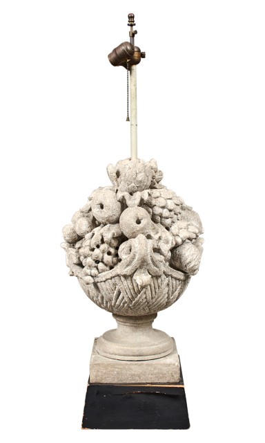 Cast Stone Garden Fruit-Basket Form Lamp