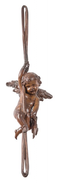 Continental Carved Walnut Figure of a Putto