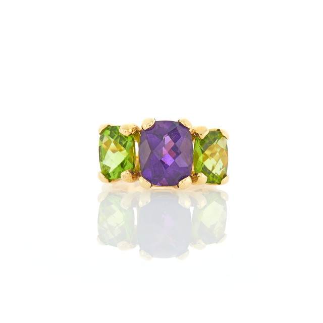Gold, Amethyst and Peridot Ring