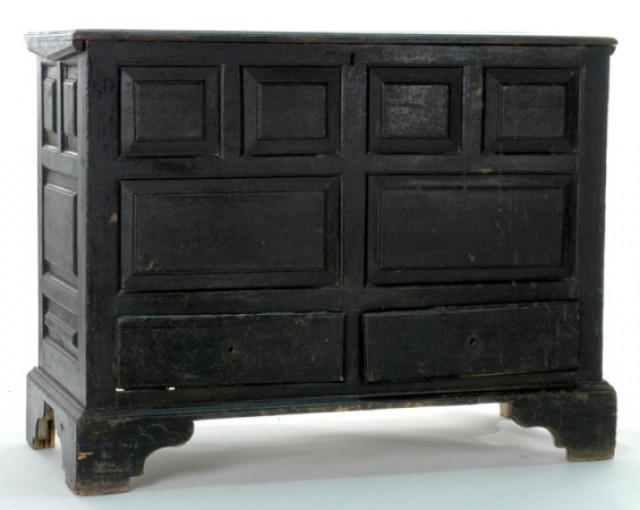 Painted Paneled Blanket Chest over Drawers