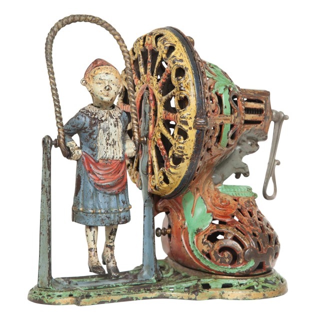 Girl Skipping Rope Cast Iron Mechanical Bank