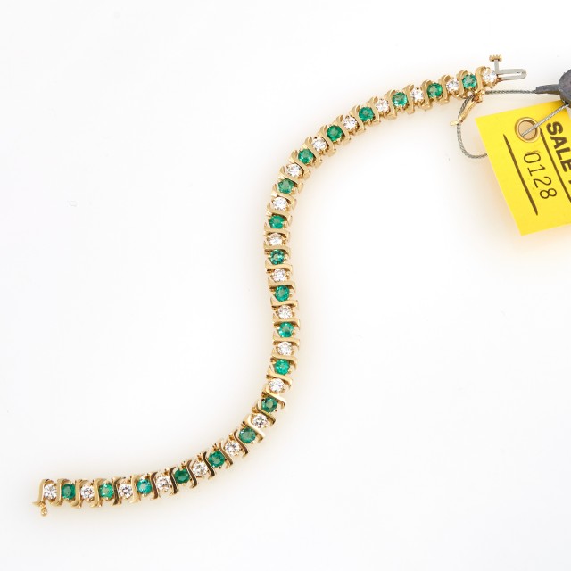 Diamond and Stone Tennis Bracelet, 20 diamonds about 3.00 cts., 14K 14 dwt. all