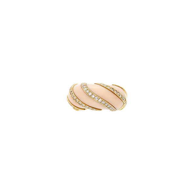 Cartier Paris Gold, Angel Skin Coral and Diamond Bombé Ring
