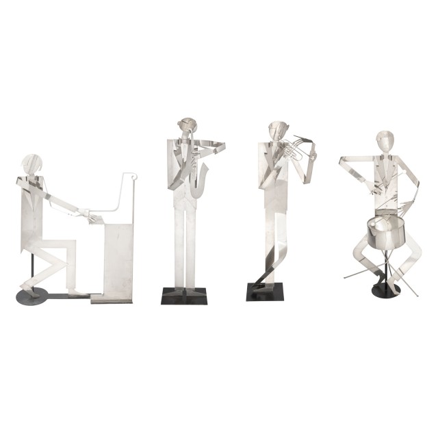 Franz Hagenauer Art Deco Four-Piece Nickel-Plated Jazz Band