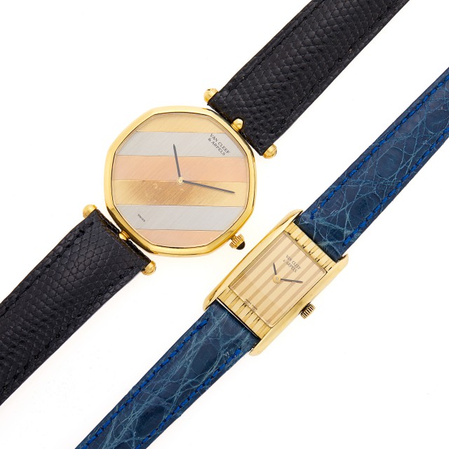 Van Cleef and Arpels Tricolor Gold Wristwatch and Gold Wristwatch