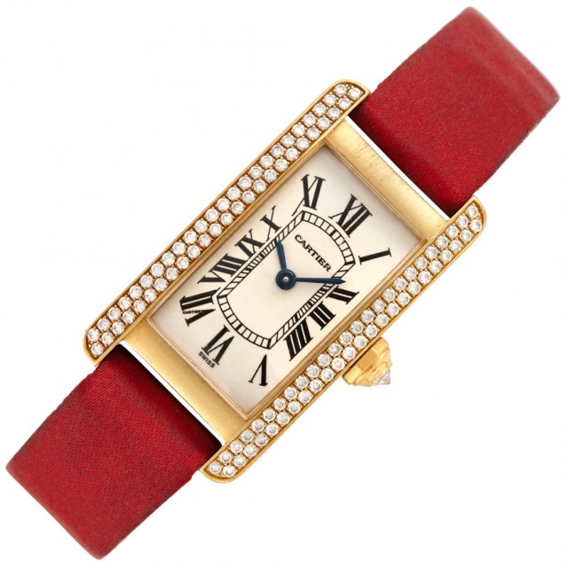 Gold and Diamond and#39;Tank Americaineand#39; Wristwatch, Cartier, Ref. 1710