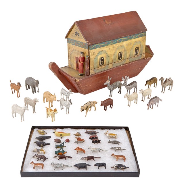 Painted Wood Noah's Ark Toy