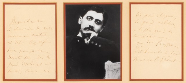 PROUST, MARCEL  Autograph letter signed with comment on the memory of a friendship.