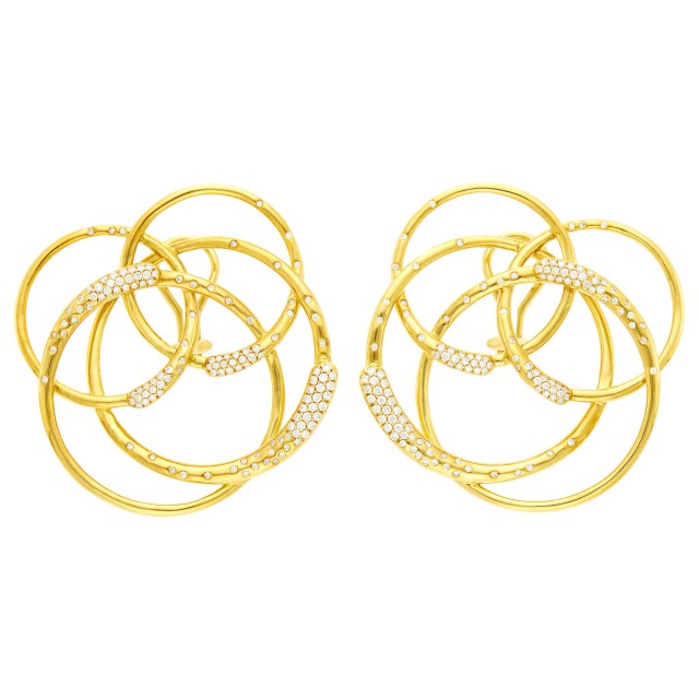 Ippolita Pair of Gold and Diamond Hoop 'Stardust' Earrings