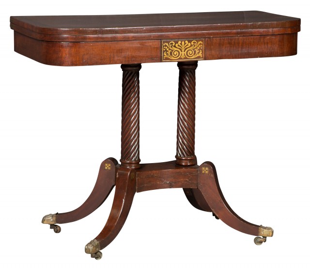 George IV Brass-Inlaid Mahogany Games Table