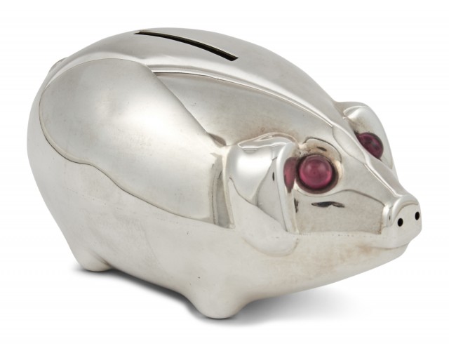 Novelty Danish Silver Plated Child's Piggy Bank