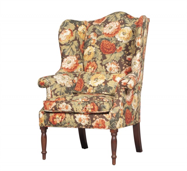 Federal Upholstered Mahogany Wing Chair