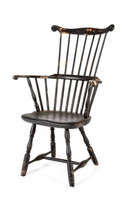 Black Painted Comb Back Windsor Armchair