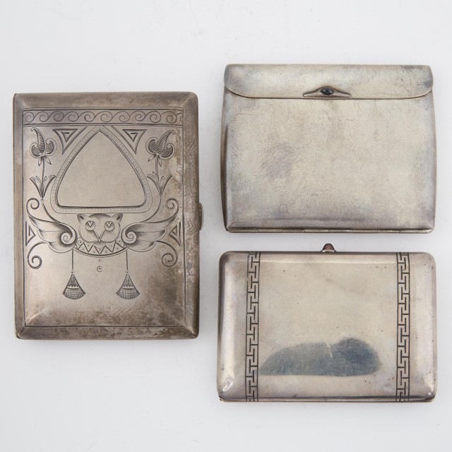 Group of Three Russian Silver Cigarette Cases