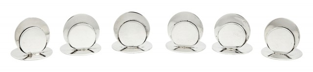 Set of Six Asprey Sterling Silver Place Card Holders