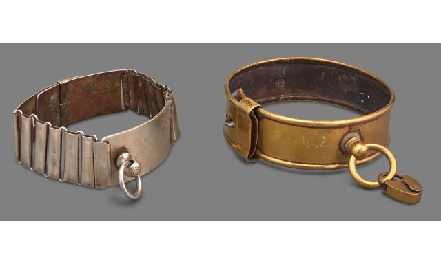 Two English Metal Dog Collars