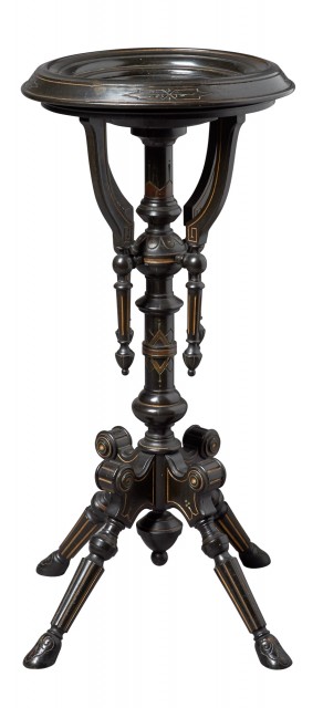 American Renaissance Revival Ebonized and Parcel Gilt Plant Stand