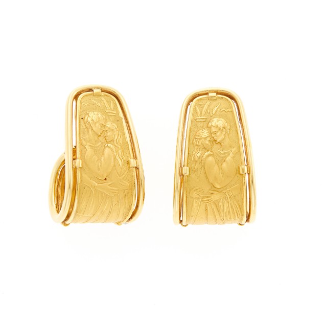 Pair of Gold Figural Earclips