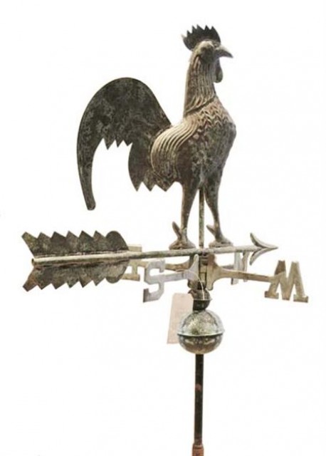 Copper Rooster Weathervane with Directional