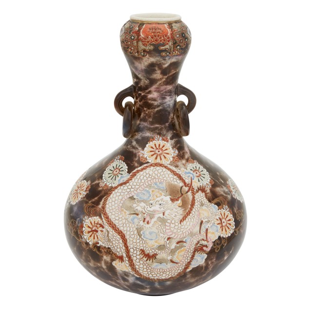 Satsuma Pottery Vase with Phoenix Motif