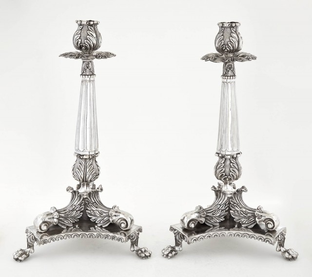 Pair of Camusso Sterling Silver Candlesticks