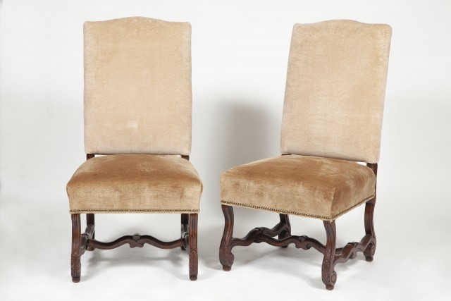 Set of Eight Louis XIV Style Stained Beechwood Dining Chairs