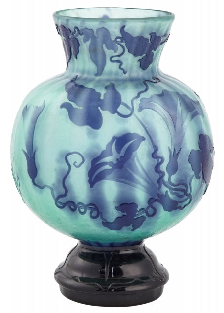 Gallé Acid-Etched and Fire Polished Cameo Glass 'Morning Glory' Vase