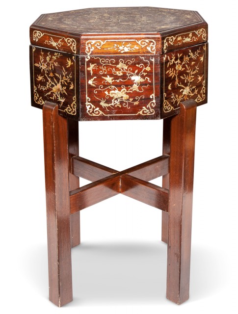 A Chinese Shell-Inlaid Hardwood Sweetmeat Case