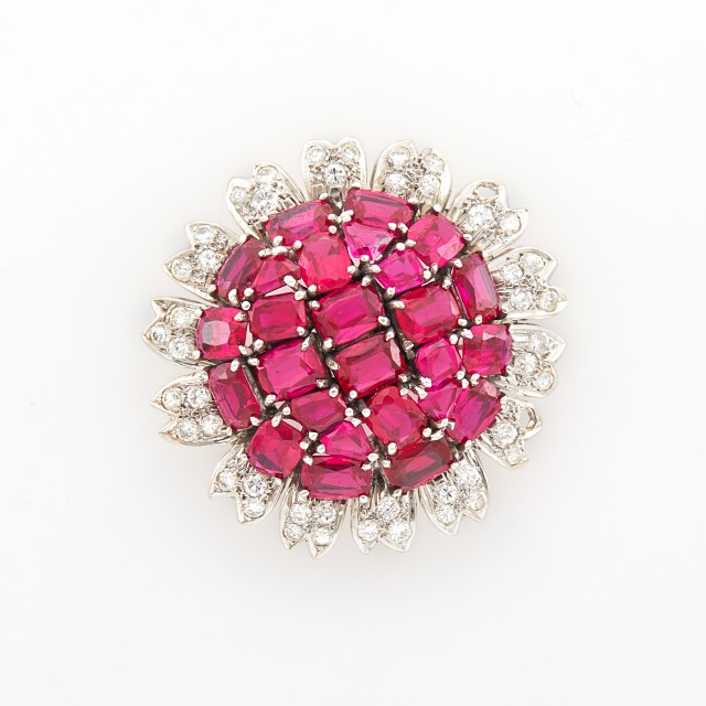 Platinum, Synthetic Ruby and Simulated Diamond Pin