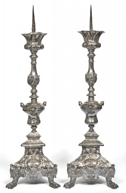 Pair of Venetian Silver Altarsticks