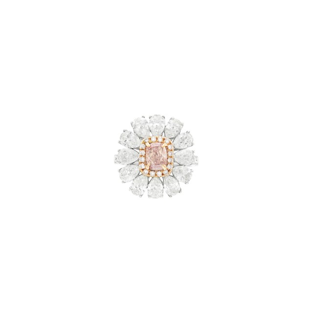 Two-Color Gold, Fancy Intense Pink Diamond and Diamond Ring