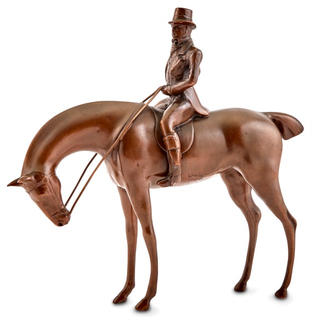 Bronze Horse and Rider Sculpture