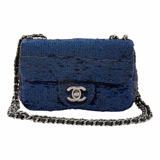 Chanel Navy and Black Sequin 'Moonlight on the Water' Extra Mini Flap Bag