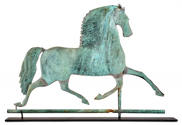 Molded Sheet Copper Blackhawk Running Horse Weathervane