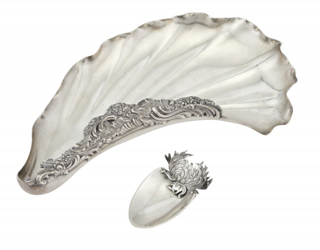 George W. Shiebler Sterling Silver Dish and Caddy Spoon