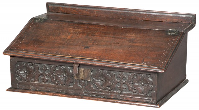 English Oak Boarded Desk Box