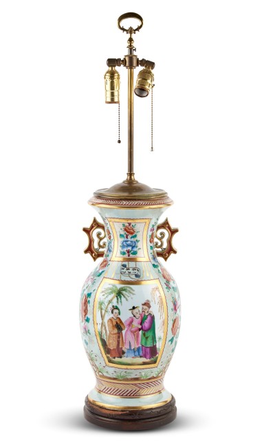 Chinese Export Style Famille Rose Porcelain Lamp